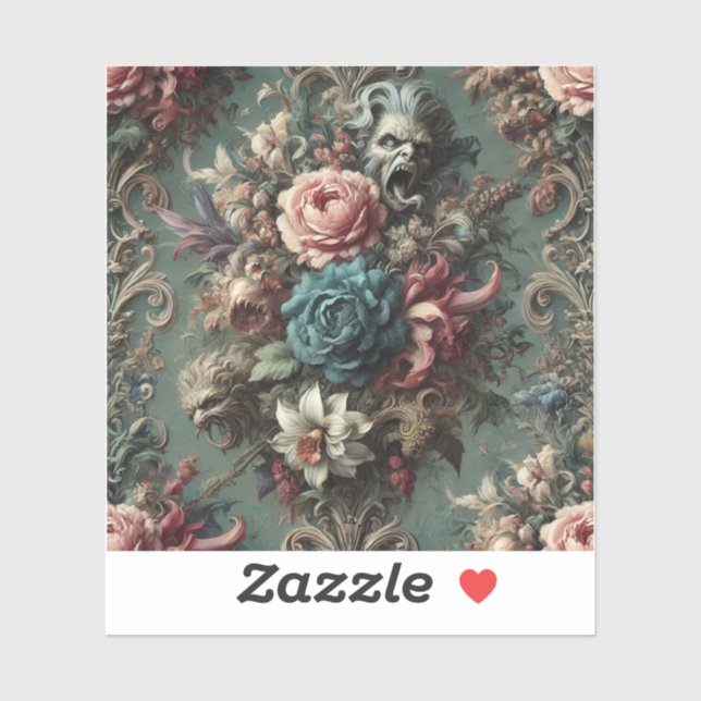 A Deranged Dirge – Gothic Floral Design Sticker (Sheet)
