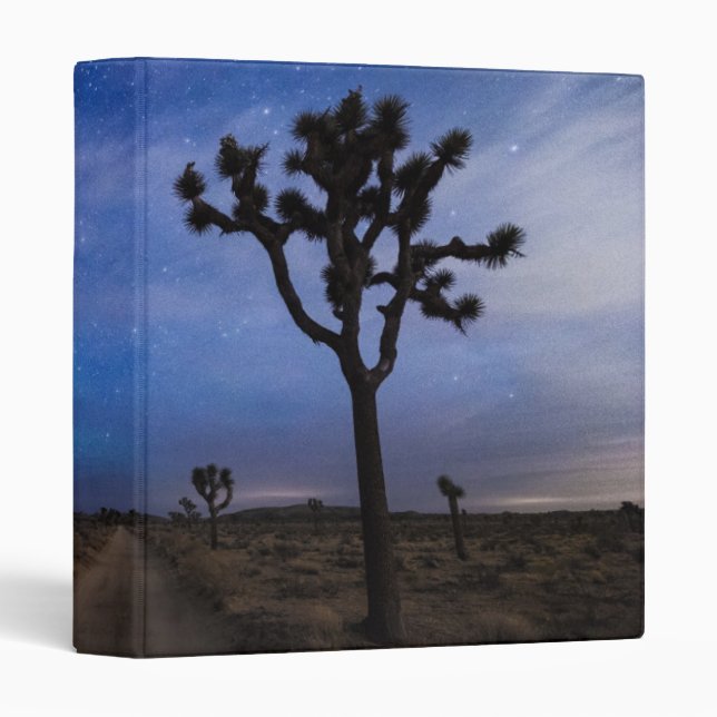 A Desert Road and Joshua Trees at Night 3 Ring Binder (Front/Spine)