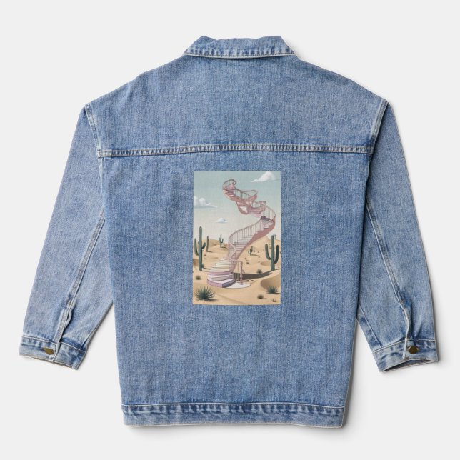 A desert with floating staircases denim jacket (Back)