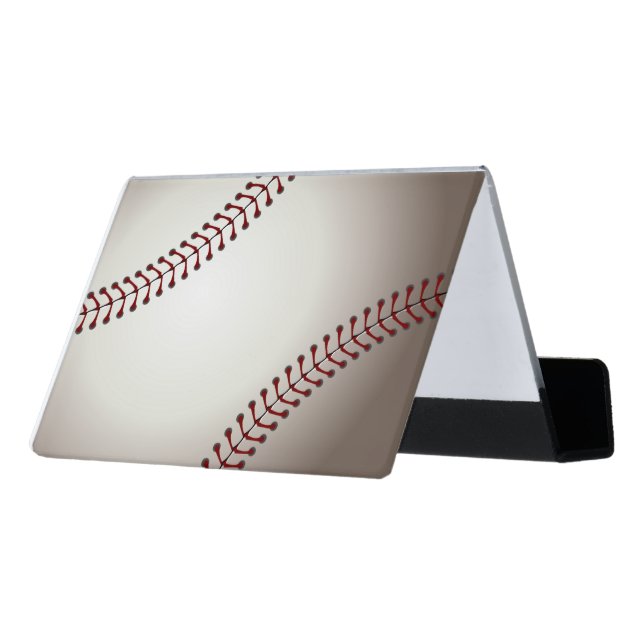 A Design of a Base or Soft Ball Desk Business Card Holder (Angled Back)
