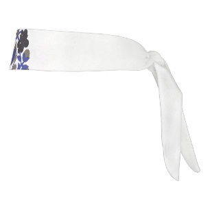 a design of a blue and black flower tie headband