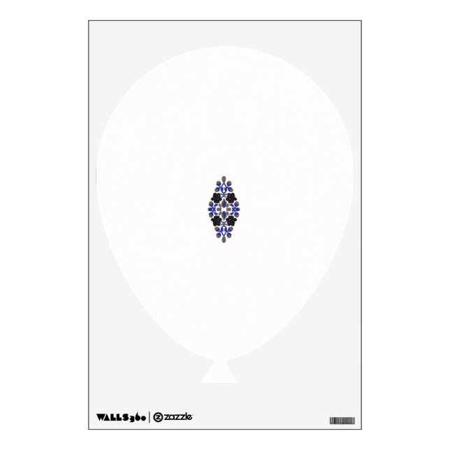 a design of a blue and black flower wall decal (Front)