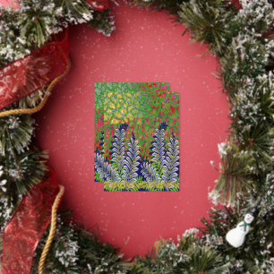 a design of a green and yellow pattern foil holiday postcard