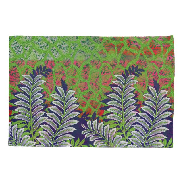 a design of a green and yellow pattern pillow case (Back)