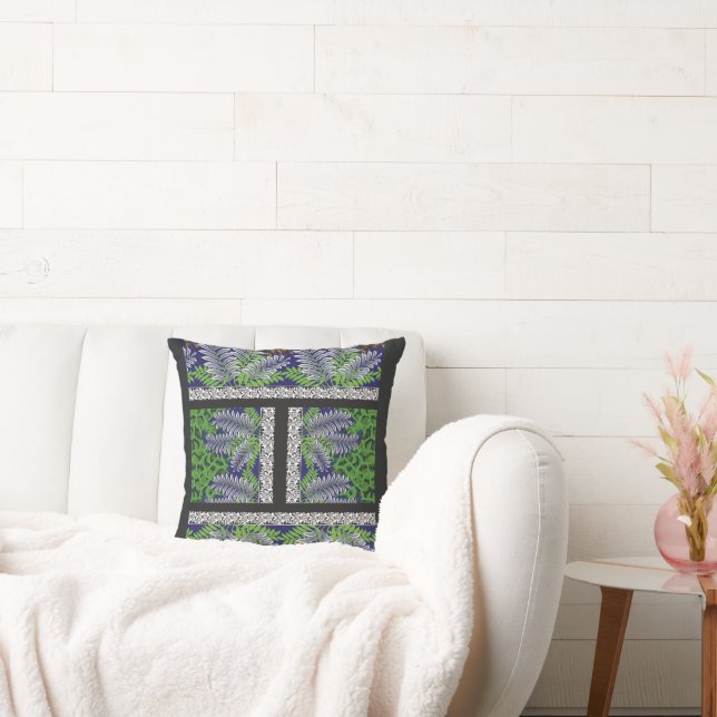 a design of a green and yellow pattern throw pillow (Couch)