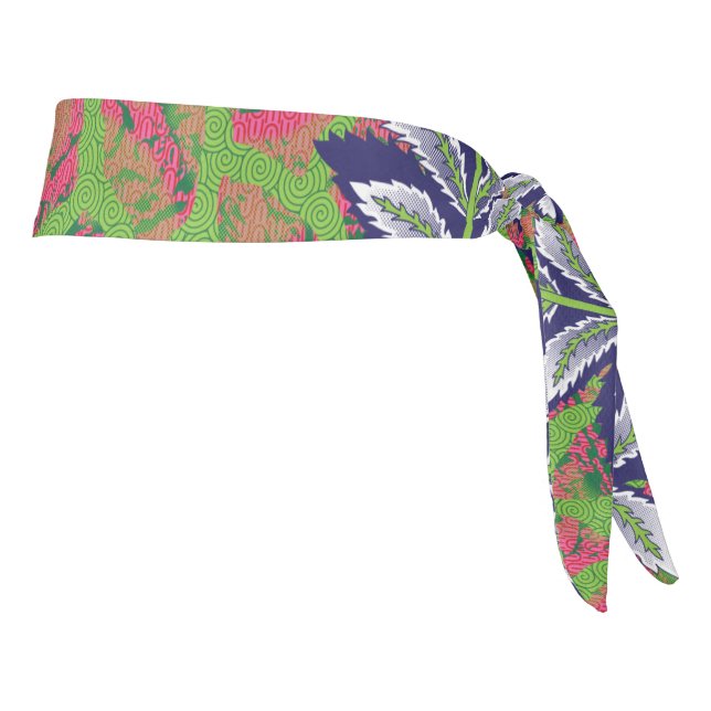 a design of a green and yellow pattern tie headband (Rotate 90)