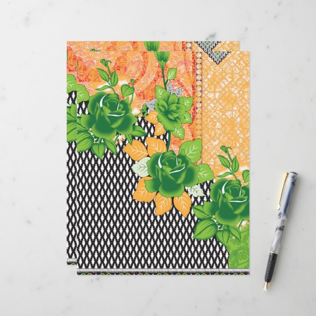 a design of a green and yellow wall hanging (Front/Back In Situ)