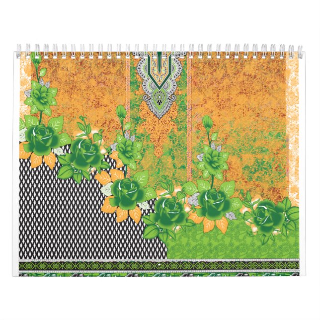 a design of a green and yellow wall hanging calendar (Cover)