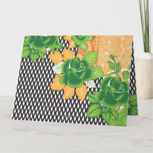 a design of a green and yellow wall hanging thank you card