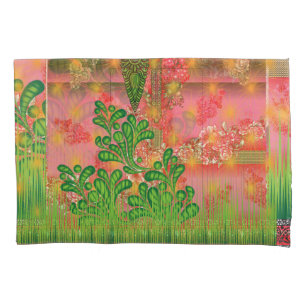 a design of a mirror and some plants pillow case