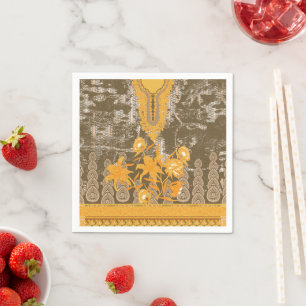 a design of a painting with yellow flowers on it napkins