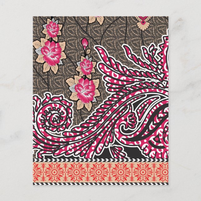 a design of a pink and brown paisley pattern flyer (Front)