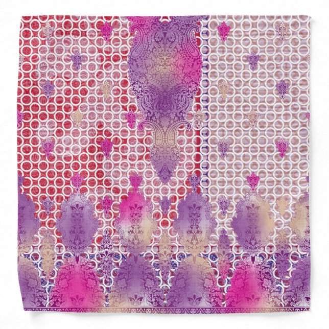 a design of a purple background with dots bandana (Front)