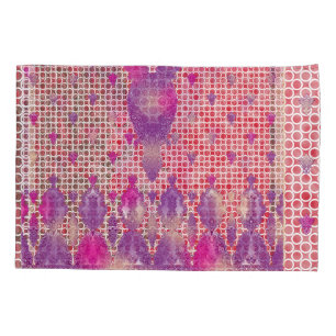 a design of a purple background with dots pillow case