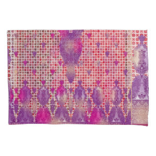 a design of a purple background with dots pillow case