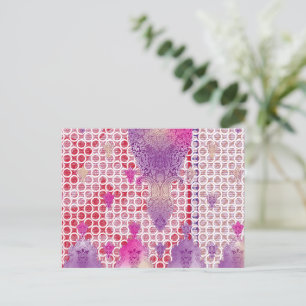 a design of a purple background with dots postcard