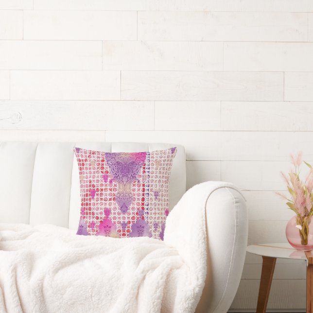 a design of a purple background with dots throw pillow (Couch)