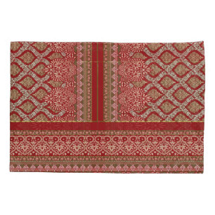 a design of a red and beige pattern_ pillow case