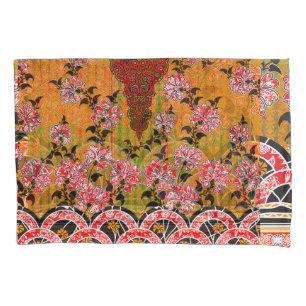 a design of a red and black wall hanging pillow case