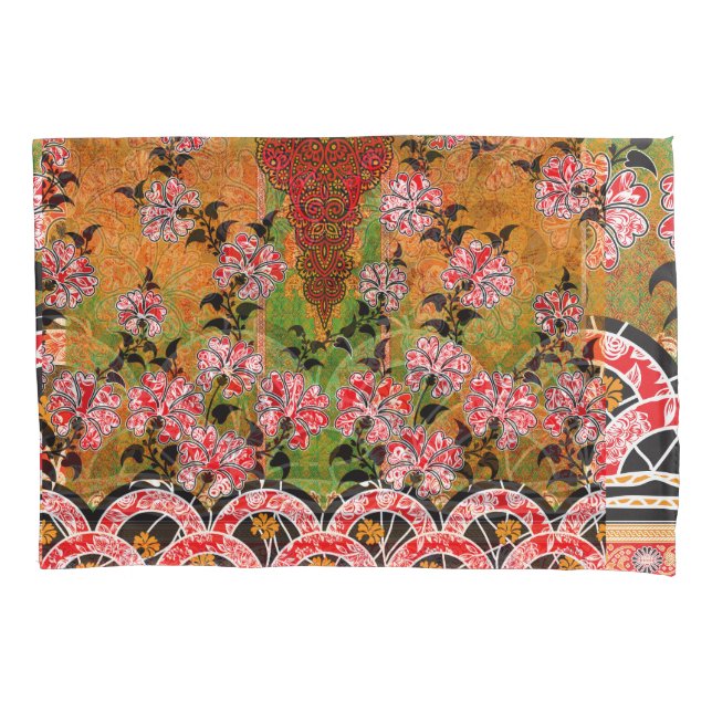 a design of a red and black wall hanging pillow case (Front)
