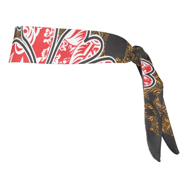 a design of a red and black wall hanging tie headband (Rotate 90)