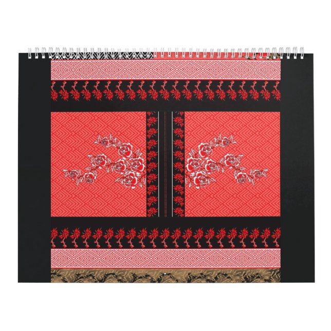 a design of a red and black wallpaper calendar (Cover)