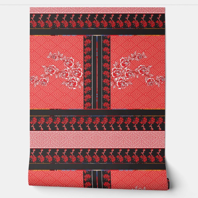 a design of a red and black wallpaper wallpaper  (Unrolling)