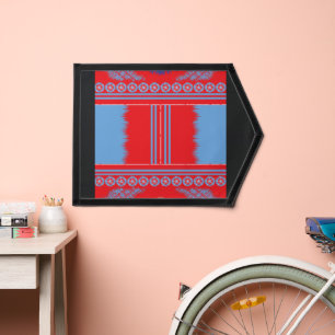 a design of a red and blue pattern pennant