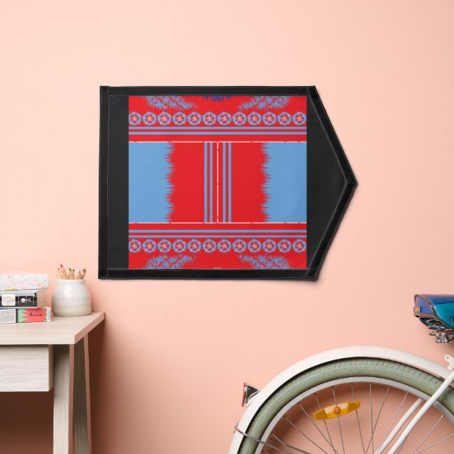 a design of a red and blue pattern pennant (Insitu 2)