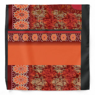 a design of a red and gold pattern bandana