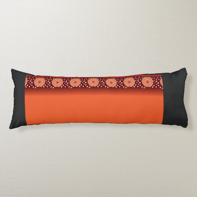 a design of a red and gold pattern body pillow (Front)