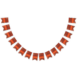 a design of a red and gold pattern bunting flags