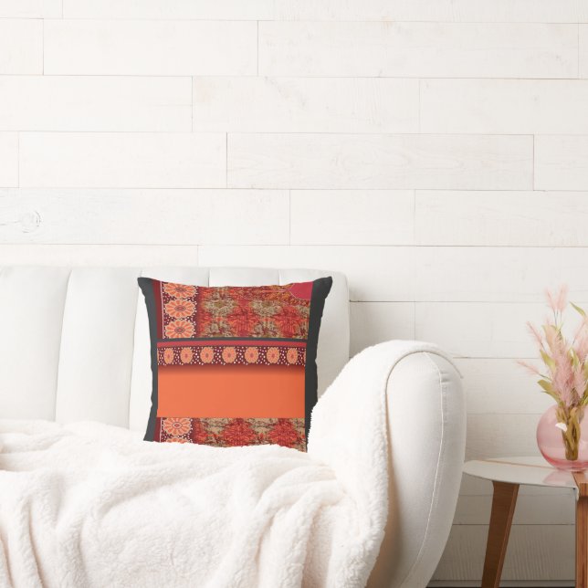 a design of a red and gold pattern throw pillow (Couch)