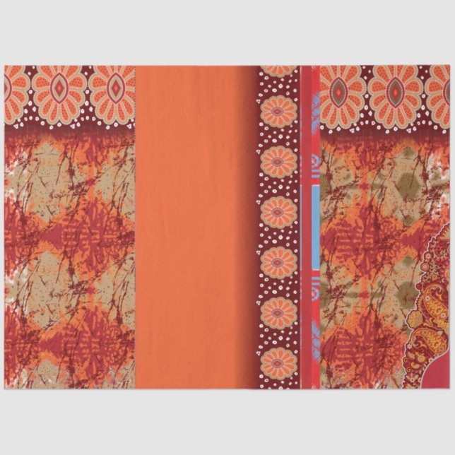 a design of a red and gold pattern tissue paper (Front)