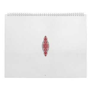 a design of a red and white pattern calendar
