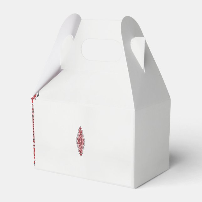 a design of a red and white pattern favor boxes (Front Side)