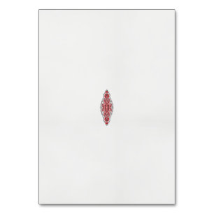 a design of a red and white pattern table number