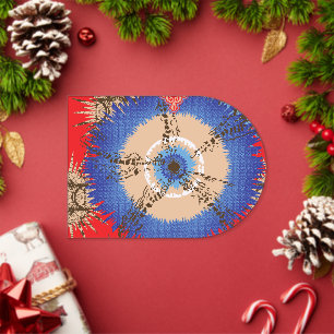a design of a red background with a blue circle acrylic invitations