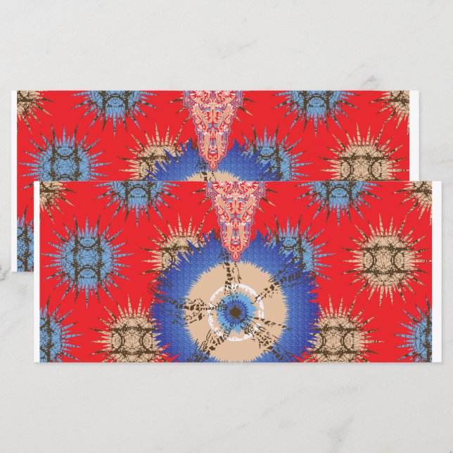  a design of a red background with a blue circle menu (Front/Back)