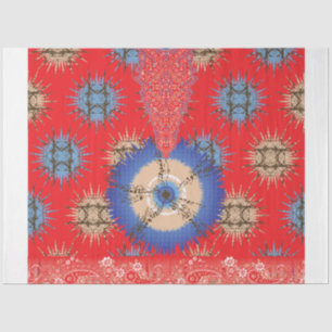 a design of a red background with a blue circle tissue paper