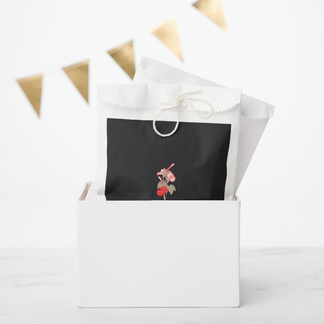 a design of a red flower on a white background favor bag (Party)