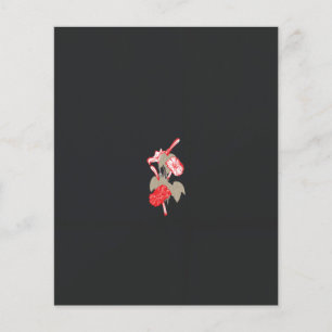 a design of a red flower on a white background flyer
