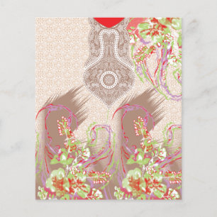 a design of a red vase with flowers on it flyer