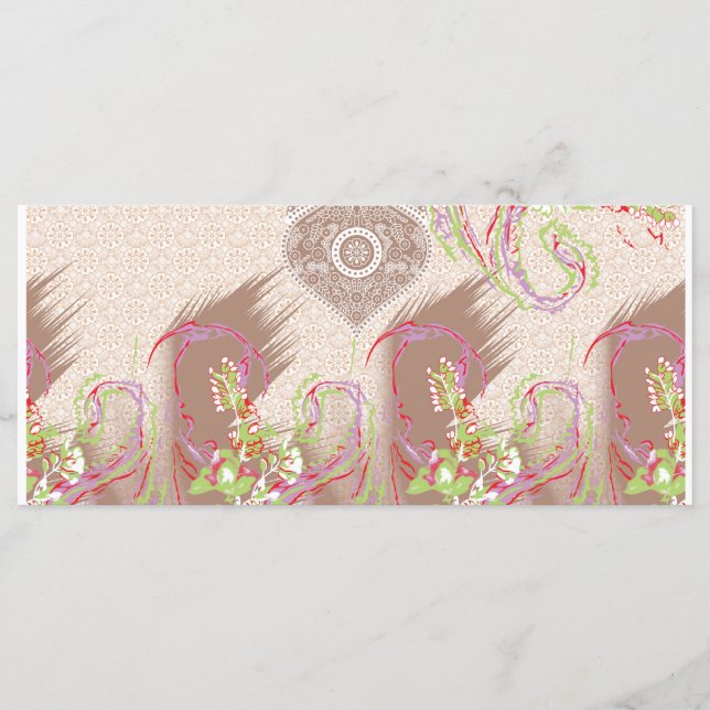 a design of a red vase with flowers on it menu (Front)