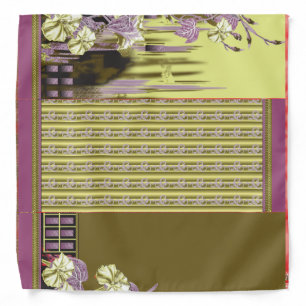 a design of a vase with flowers in it bandana