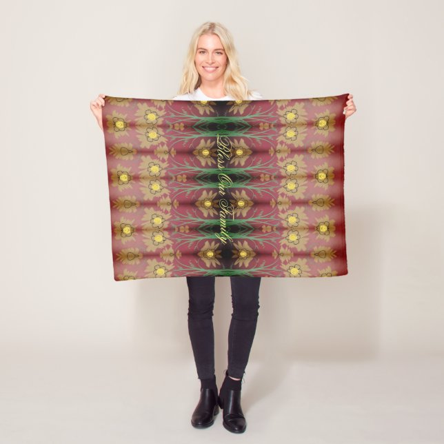 A Designer Rose Colored Fleece Blanket (In Situ)