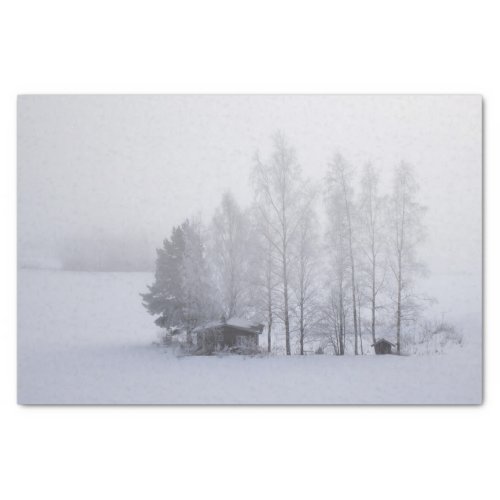 A Desolate Winter Cabin in a Frosty Finland  Tissue Paper