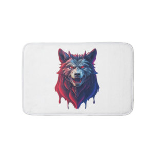 A detailed illustration face evil ninja wolf Premi Bath Mat