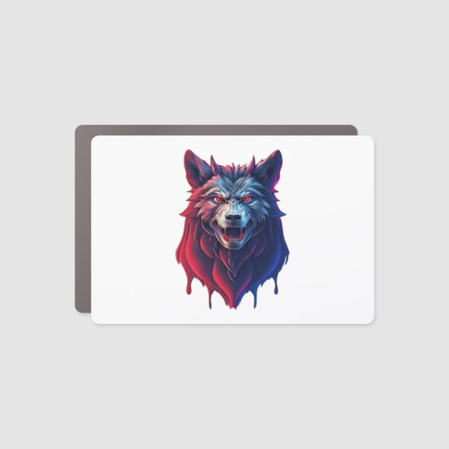 A detailed illustration face evil ninja wolf Premi Car Magnet (Front)