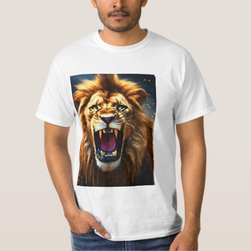 A detailed illustration of a lionâs face capturin T_Shirt